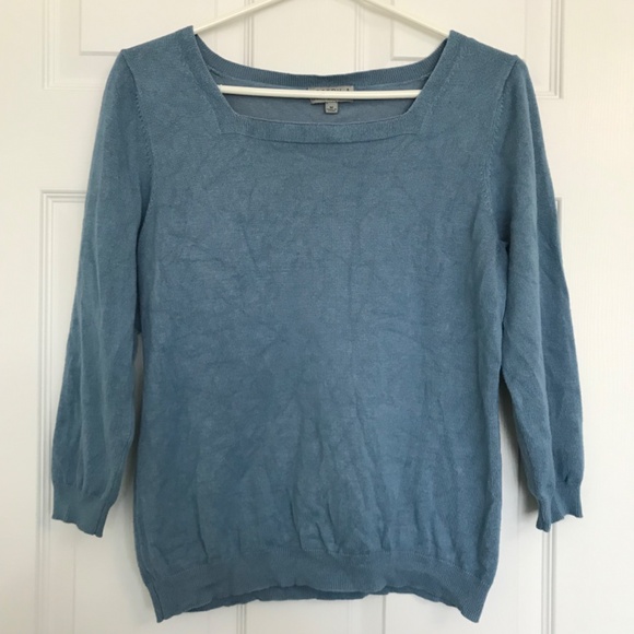 Joseph A Long Sleeve Square Neck Sweater Top M Dusty Blue - Picture 3 of 15